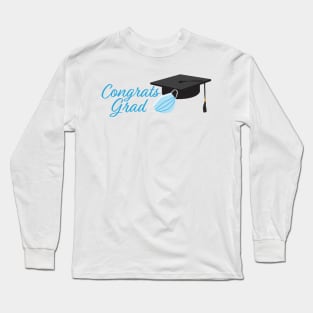 Congrats Grad 2020 Graduation - Black Graduation cap and Blue Face Mask Long Sleeve T-Shirt